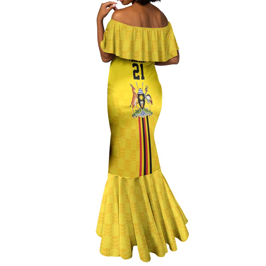 Custom Africa Cricket Uganda Mermaid Dress Cranes Cricket Ball Fire - African Pride