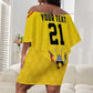 Custom Africa Cricket Uganda Off Shoulder Short Dress Cranes Cricket Ball Fire - African Pride