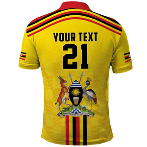 Custom Africa Cricket Uganda Polo Shirt Cranes Cricket Ball Fire - African Pride