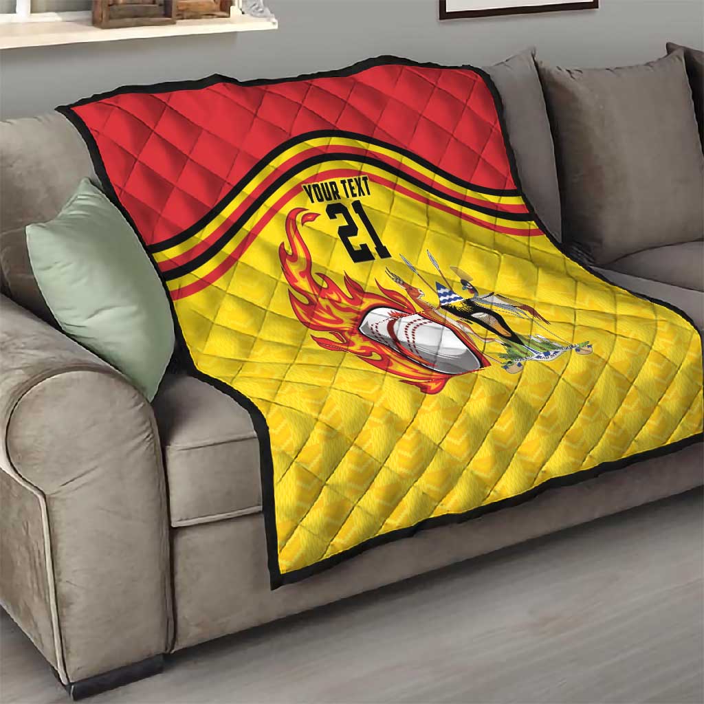 Custom Africa Cricket Uganda Quilt Cranes Cricket Ball Fire - African Pride