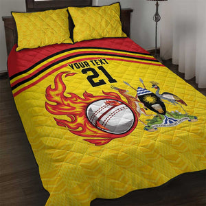 Custom Africa Cricket Uganda Quilt Bed Set Cranes Cricket Ball Fire - African Pride