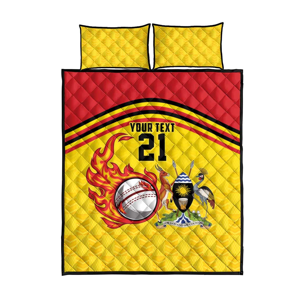 Custom Africa Cricket Uganda Quilt Bed Set Cranes Cricket Ball Fire - African Pride