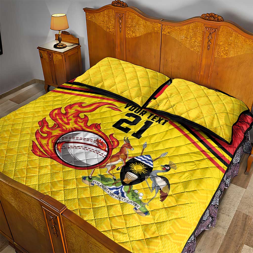 Custom Africa Cricket Uganda Quilt Bed Set Cranes Cricket Ball Fire - African Pride