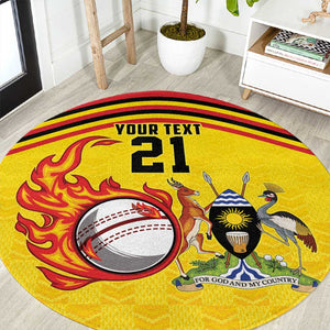 Custom Africa Cricket Uganda Round Carpet Cranes Cricket Ball Fire - African Pride