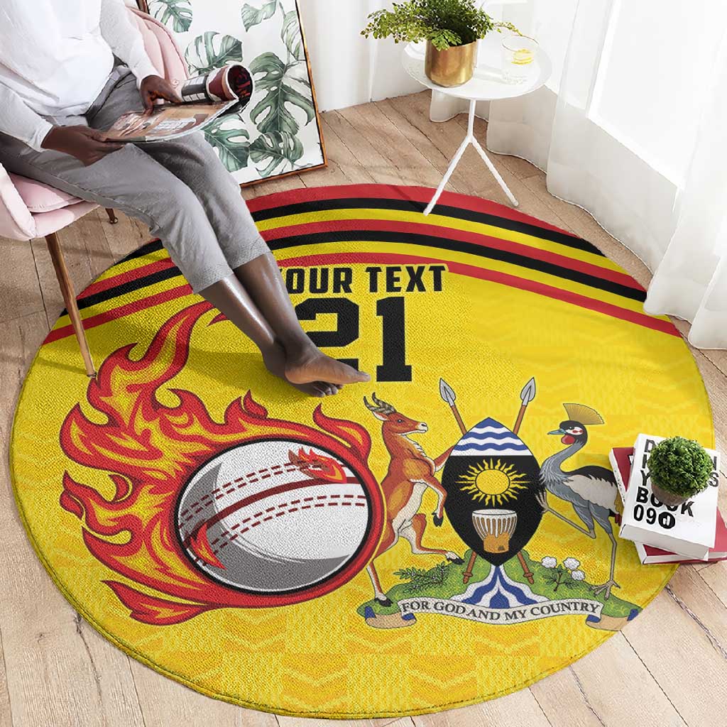 Custom Africa Cricket Uganda Round Carpet Cranes Cricket Ball Fire - African Pride