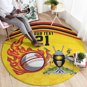 Custom Africa Cricket Uganda Round Carpet Cranes Cricket Ball Fire - African Pride