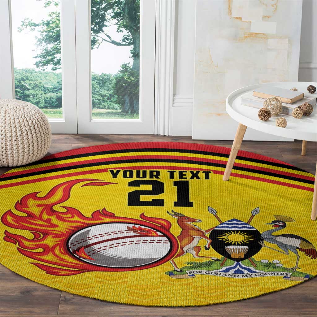 Custom Africa Cricket Uganda Round Carpet Cranes Cricket Ball Fire - African Pride