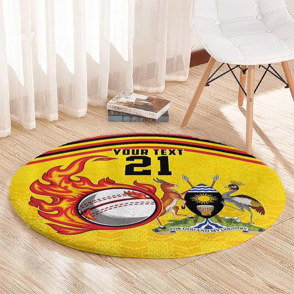Custom Africa Cricket Uganda Round Carpet Cranes Cricket Ball Fire - African Pride