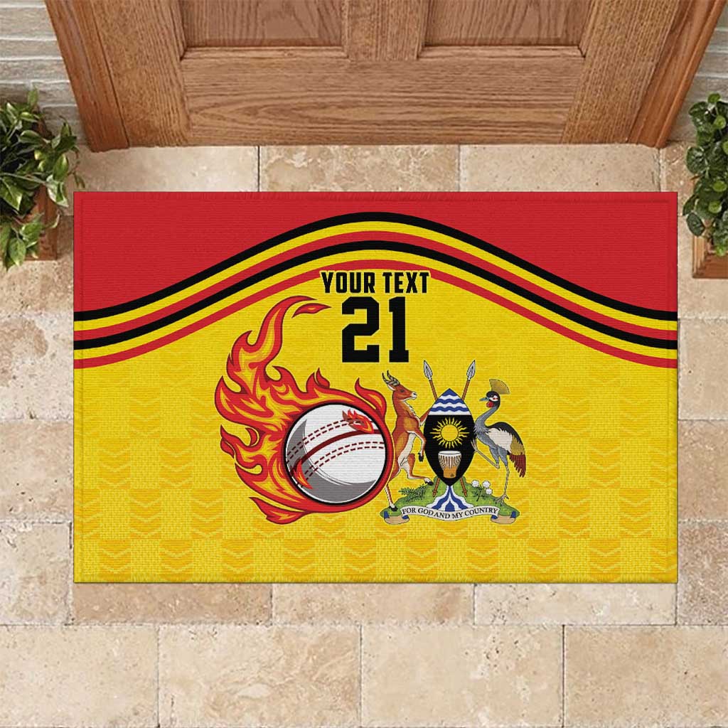 Custom Africa Cricket Uganda Rubber Doormat Cranes Cricket Ball Fire - African Pride