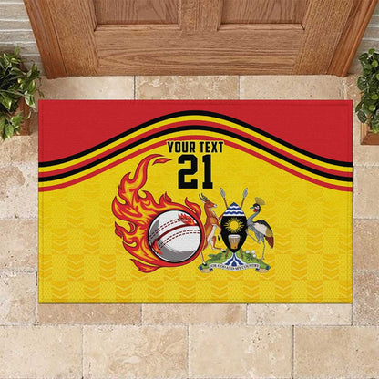 Custom Africa Cricket Uganda Rubber Doormat Cranes Cricket Ball Fire - African Pride