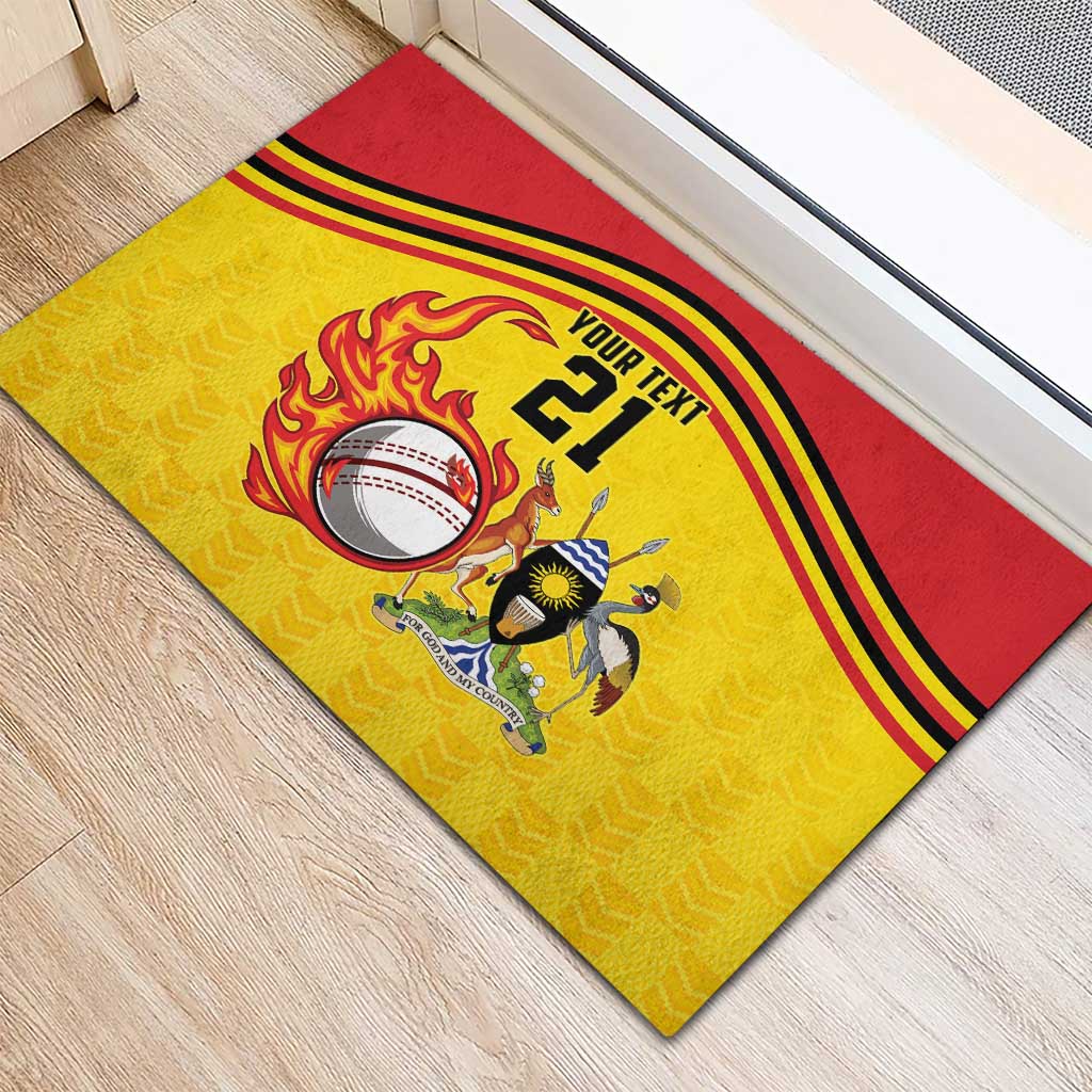 Custom Africa Cricket Uganda Rubber Doormat Cranes Cricket Ball Fire - African Pride
