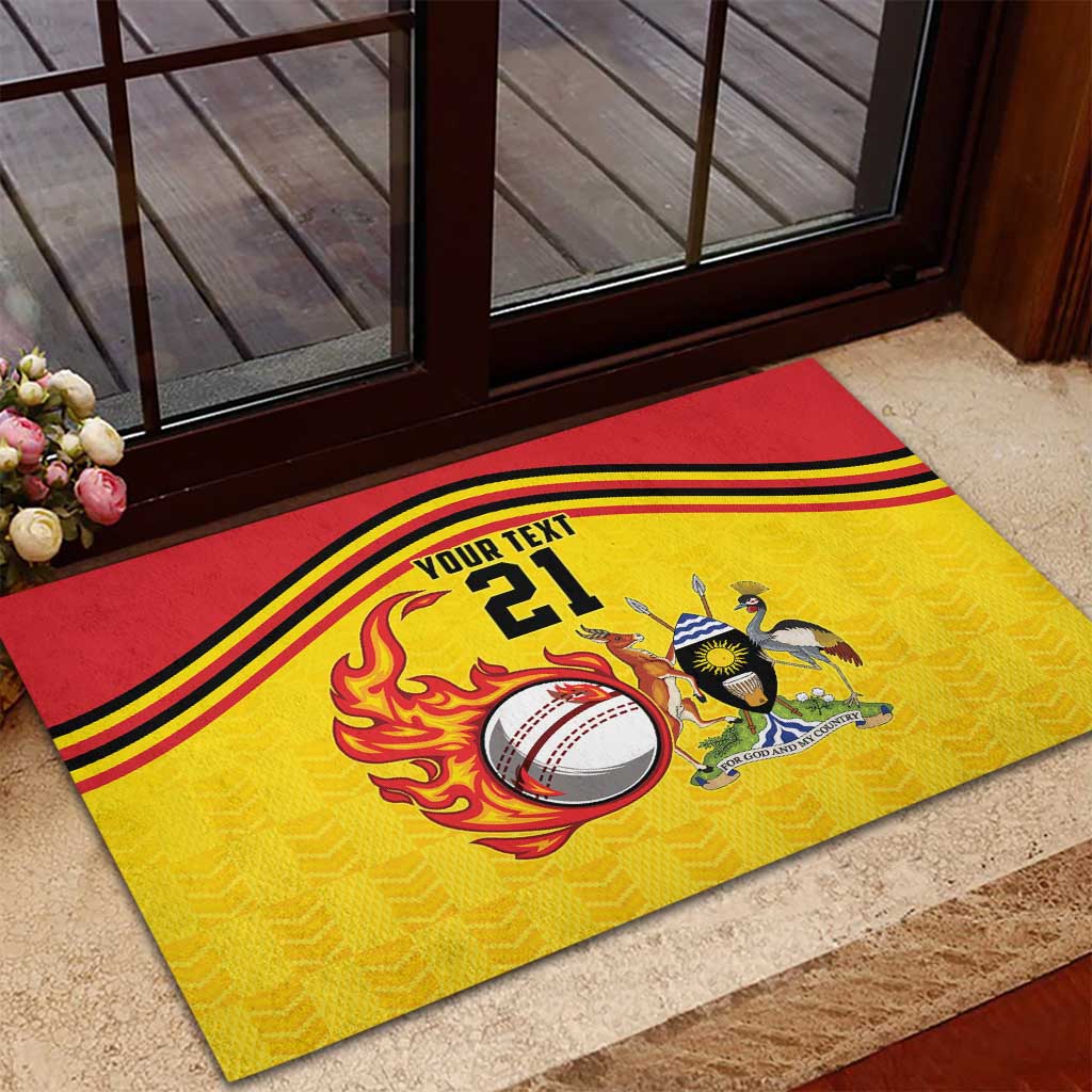 Custom Africa Cricket Uganda Rubber Doormat Cranes Cricket Ball Fire - African Pride