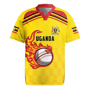 Custom Africa Cricket Uganda Rugby Jersey Cranes Cricket Ball Fire - African Pride