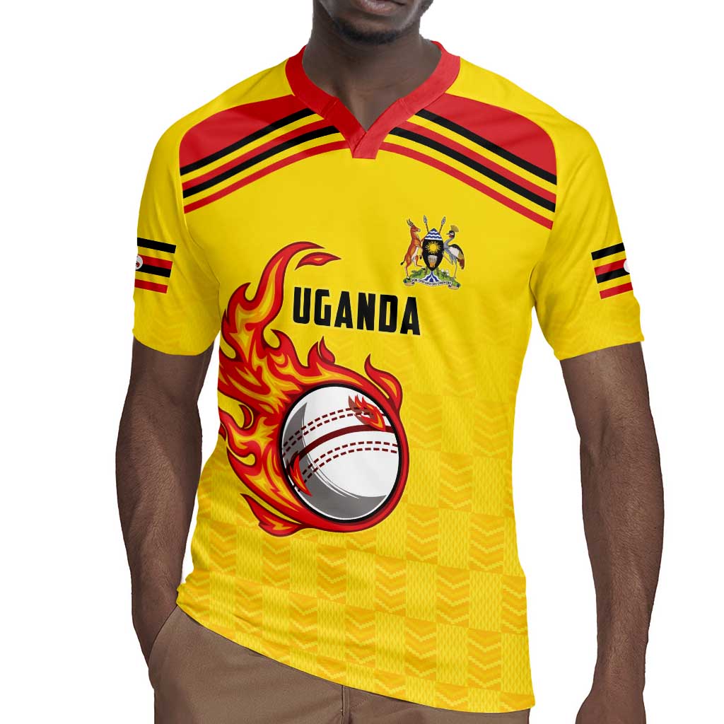 Custom Africa Cricket Uganda Rugby Jersey Cranes Cricket Ball Fire - African Pride