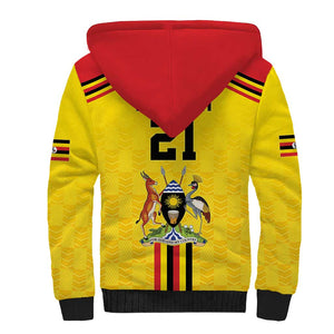 Custom Africa Cricket Uganda Sherpa Hoodie Cranes Cricket Ball Fire - African Pride
