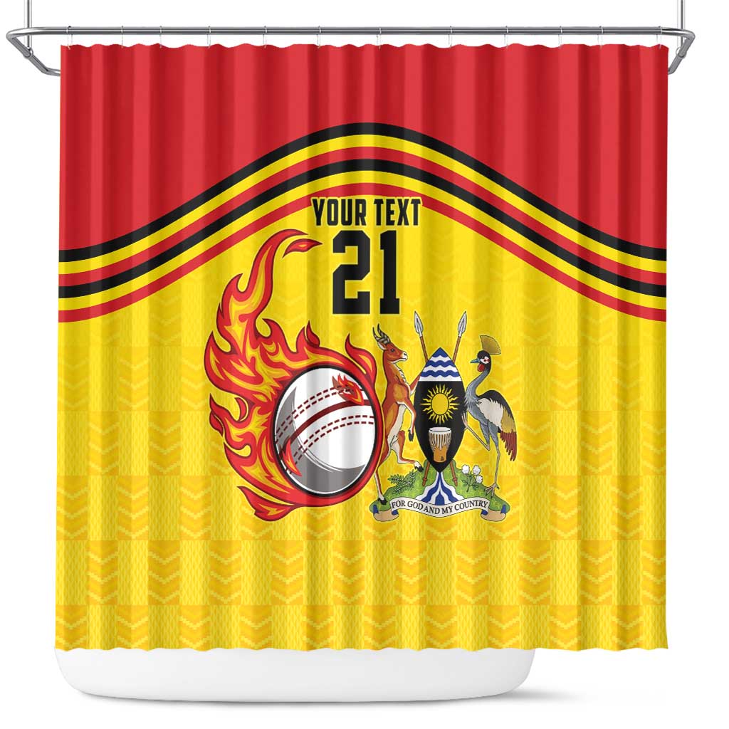 Custom Africa Cricket Uganda Shower Curtain Cranes Cricket Ball Fire - African Pride