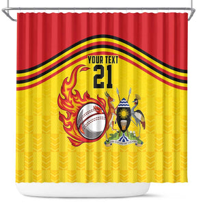 Custom Africa Cricket Uganda Shower Curtain Cranes Cricket Ball Fire - African Pride