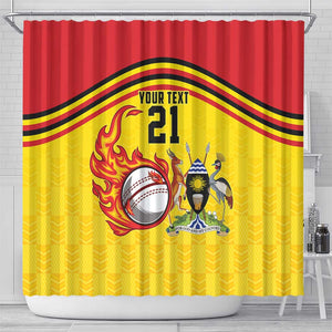 Custom Africa Cricket Uganda Shower Curtain Cranes Cricket Ball Fire - African Pride