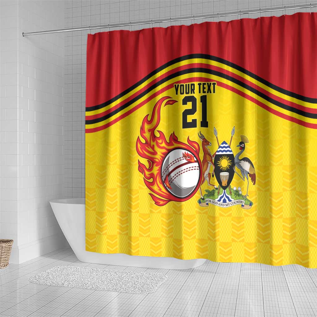 Custom Africa Cricket Uganda Shower Curtain Cranes Cricket Ball Fire - African Pride