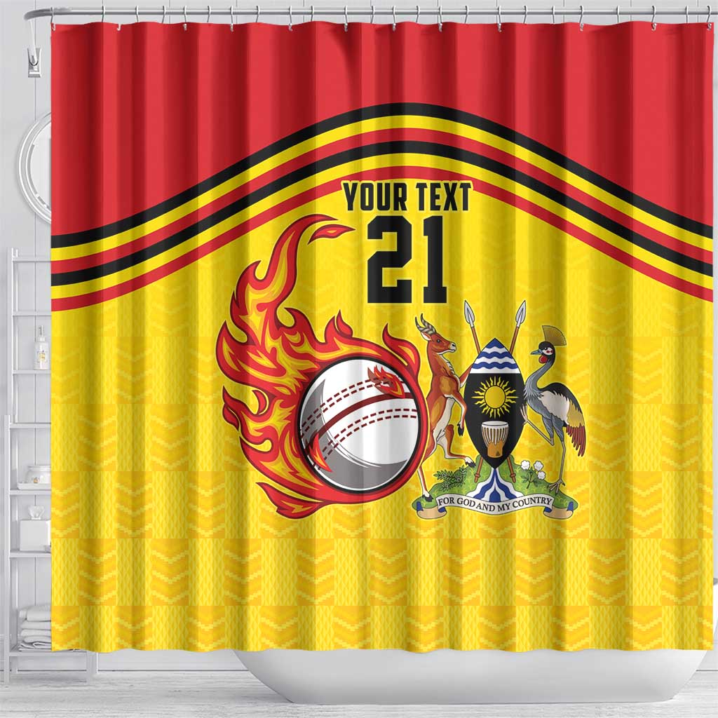 Custom Africa Cricket Uganda Shower Curtain Cranes Cricket Ball Fire - African Pride