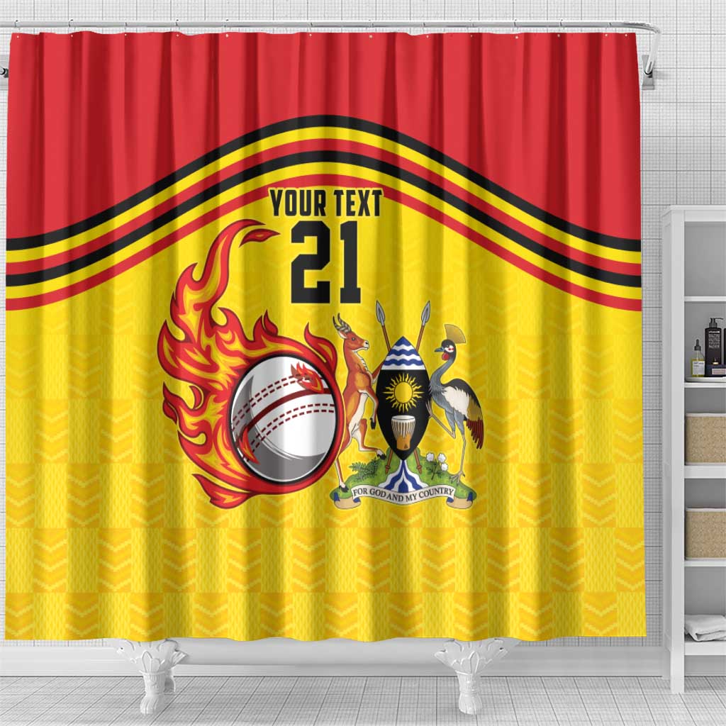 Custom Africa Cricket Uganda Shower Curtain Cranes Cricket Ball Fire - African Pride