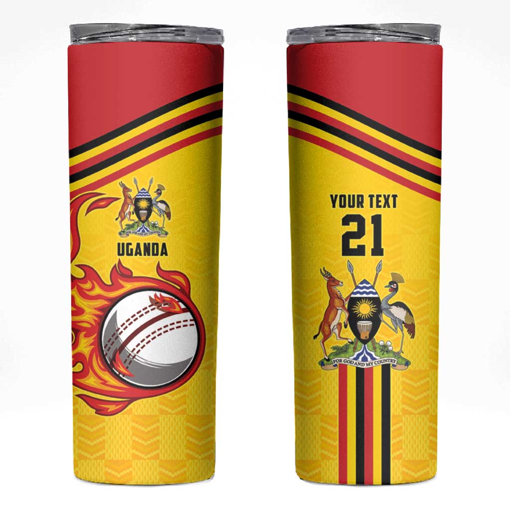 Custom Africa Cricket Uganda Skinny Tumbler Cranes Cricket Ball Fire - African Pride