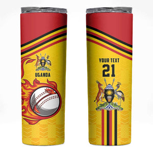 Custom Africa Cricket Uganda Skinny Tumbler Cranes Cricket Ball Fire - African Pride