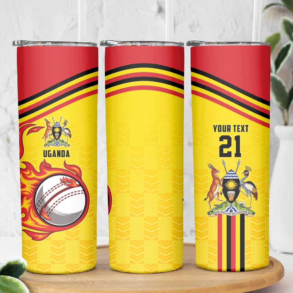Custom Africa Cricket Uganda Skinny Tumbler Cranes Cricket Ball Fire - African Pride