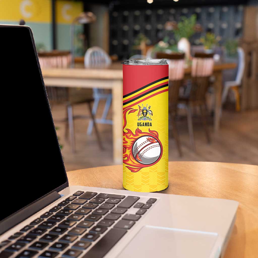 Custom Africa Cricket Uganda Skinny Tumbler Cranes Cricket Ball Fire - African Pride