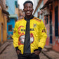 Custom Africa Cricket Uganda Sleeve Zip Bomber Jacket Cranes Cricket Ball Fire - African Pride