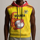 Custom Africa Cricket Uganda Sleeveless Zip Hoodie Cranes Cricket Ball Fire - African Pride