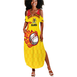 Custom Africa Cricket Uganda Summer Maxi Dress Cranes Cricket Ball Fire - African Pride