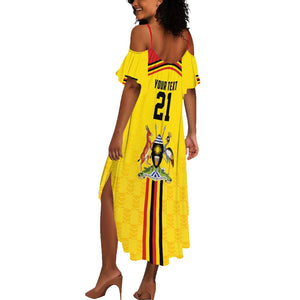 Custom Africa Cricket Uganda Summer Maxi Dress Cranes Cricket Ball Fire - African Pride