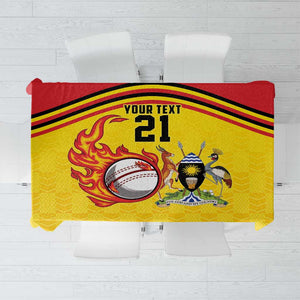 Custom Africa Cricket Uganda Tablecloth Cranes Cricket Ball Fire - African Pride