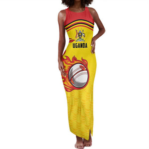 Custom Africa Cricket Uganda Tank Maxi Dress Cranes Cricket Ball Fire - African Pride