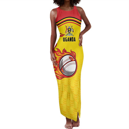 Custom Africa Cricket Uganda Tank Maxi Dress Cranes Cricket Ball Fire - African Pride