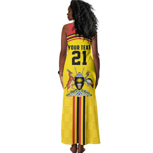 Custom Africa Cricket Uganda Tank Maxi Dress Cranes Cricket Ball Fire - African Pride