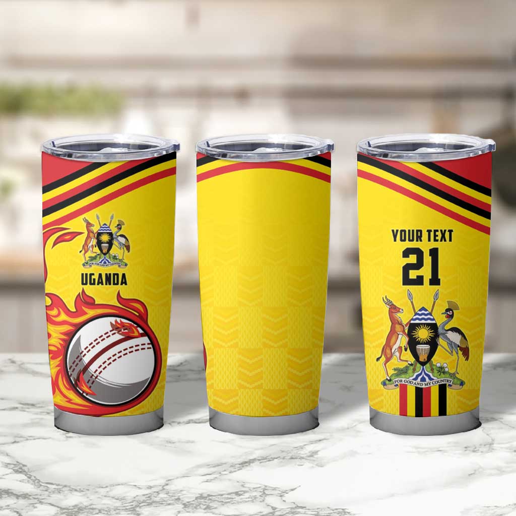 Custom Africa Cricket Uganda Tumbler Cup Cranes Cricket Ball Fire - African Pride
