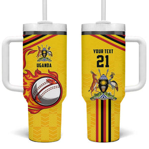 Custom Africa Cricket Uganda Tumbler With Handle Cranes Cricket Ball Fire - African Pride