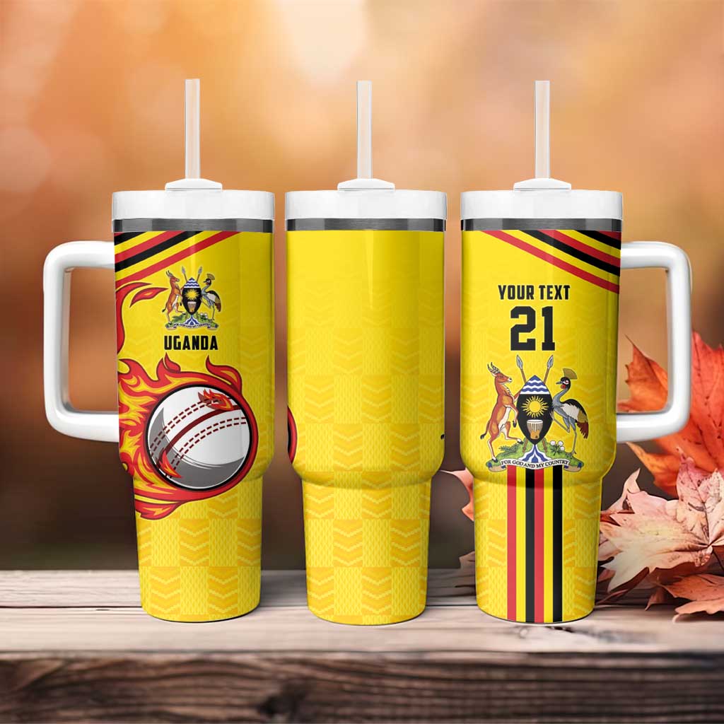Custom Africa Cricket Uganda Tumbler With Handle Cranes Cricket Ball Fire - African Pride