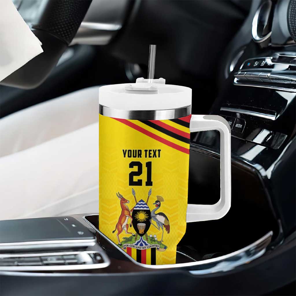 Custom Africa Cricket Uganda Tumbler With Handle Cranes Cricket Ball Fire - African Pride
