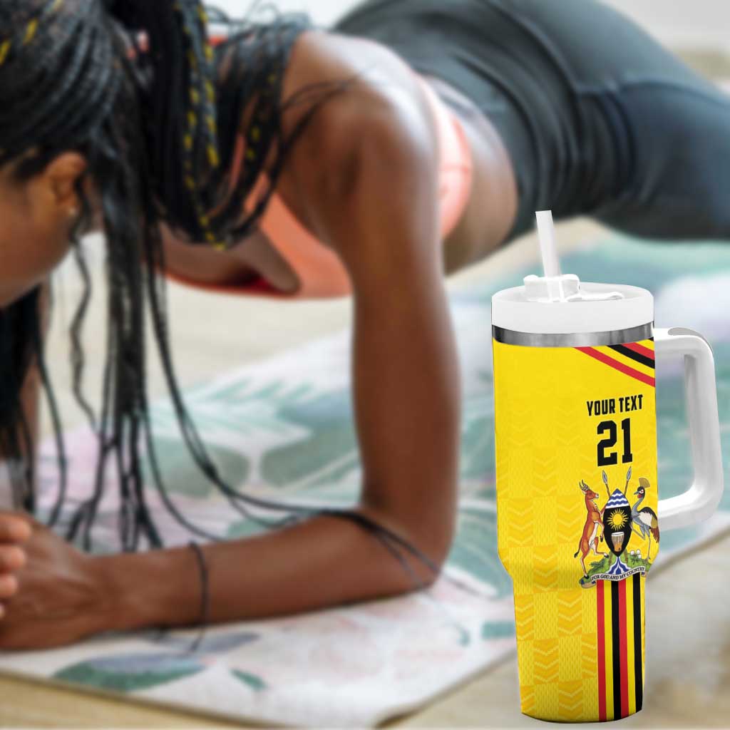 Custom Africa Cricket Uganda Tumbler With Handle Cranes Cricket Ball Fire - African Pride