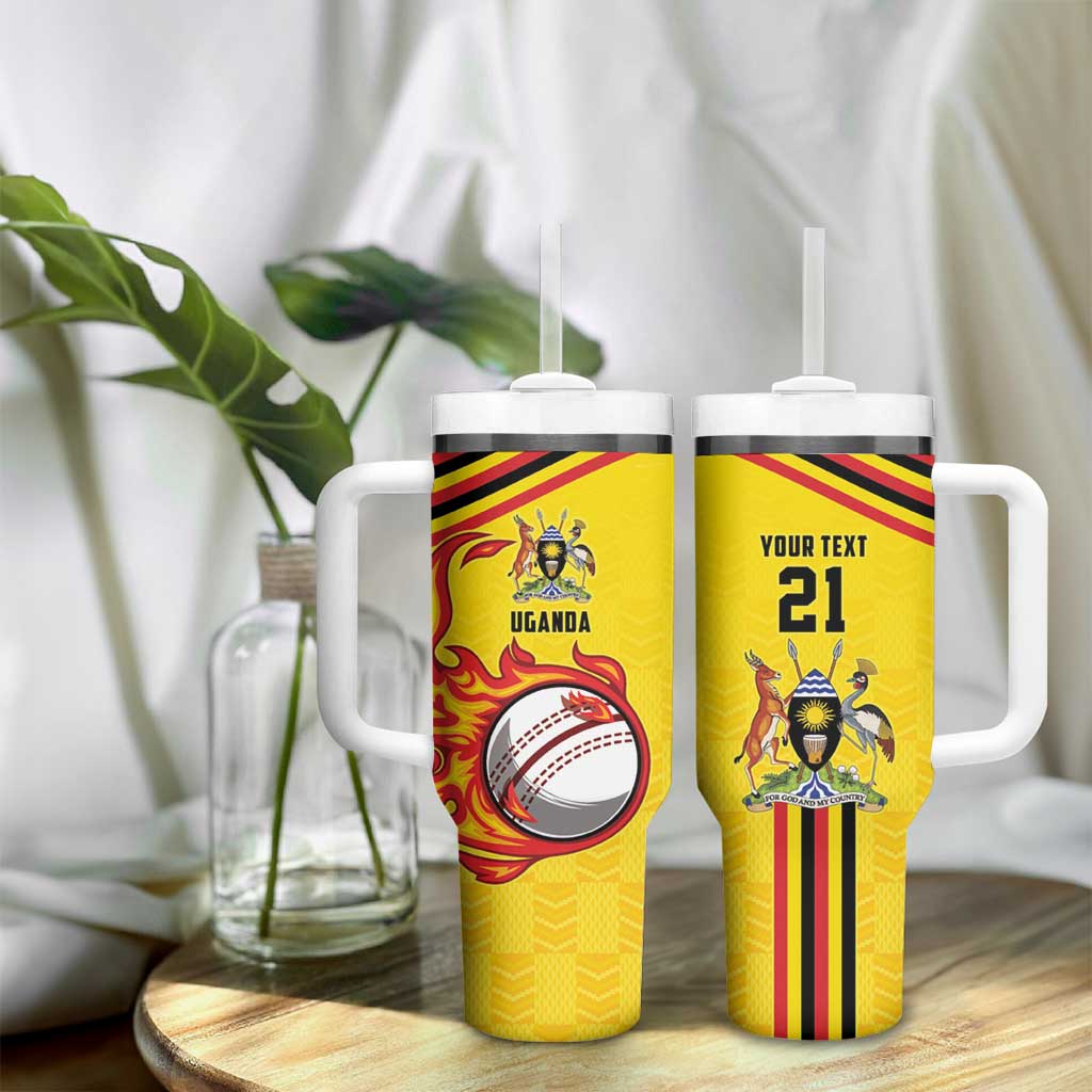 Custom Africa Cricket Uganda Tumbler With Handle Cranes Cricket Ball Fire - African Pride