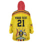 Custom Africa Cricket Uganda Wearable Blanket Hoodie Cranes Cricket Ball Fire - African Pride