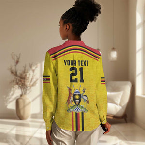 Custom Africa Cricket Uganda Women Casual Shirt Cranes Cricket Ball Fire - African Pride