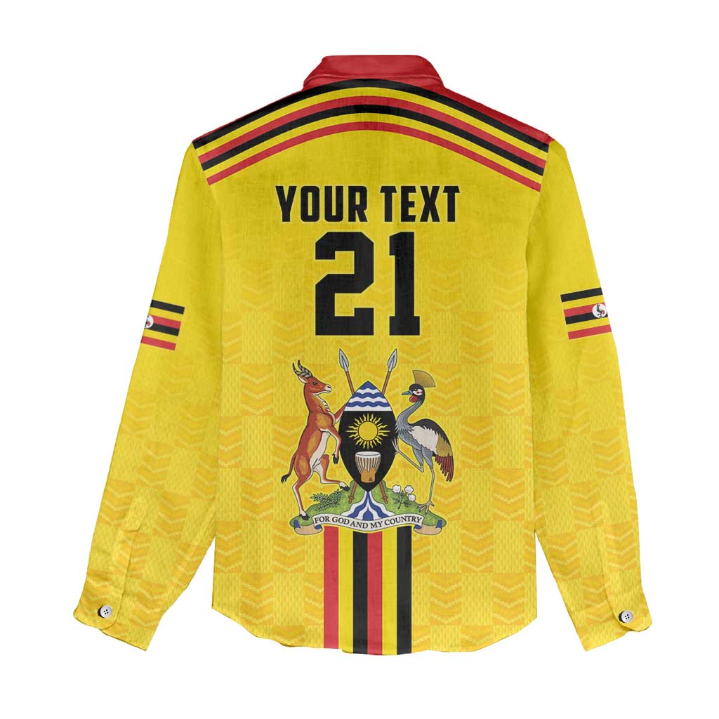 Custom Africa Cricket Uganda Women Casual Shirt Cranes Cricket Ball Fire - African Pride