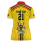 Custom Africa Cricket Uganda Women Polo Shirt Cranes Cricket Ball Fire - African Pride