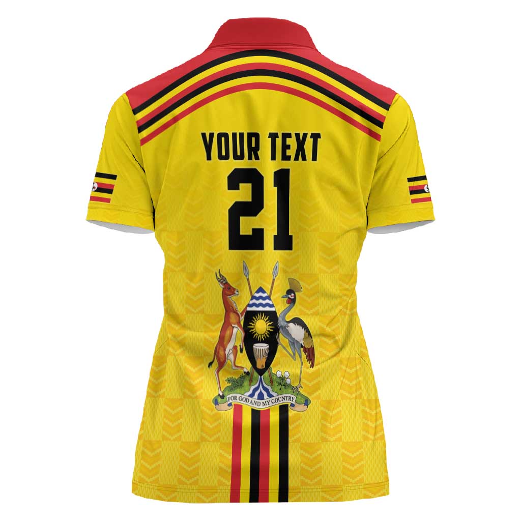Custom Africa Cricket Uganda Women Polo Shirt Cranes Cricket Ball Fire - African Pride