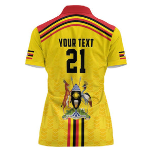 Custom Africa Cricket Uganda Women Polo Shirt Cranes Cricket Ball Fire - African Pride