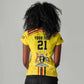 Custom Africa Cricket Uganda Women V-Neck T-Shirt Cranes Cricket Ball Fire - African Pride